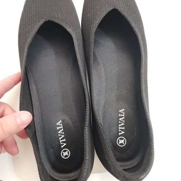 VIVAIA Square-Toe V-Cut Flats Black (Margot 2.0) Women's Size 8 (39) - Picture 11 of 12